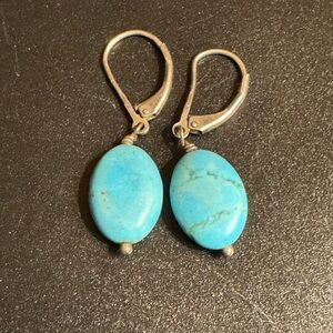 925 Sterling Turquoise Oval Earrings